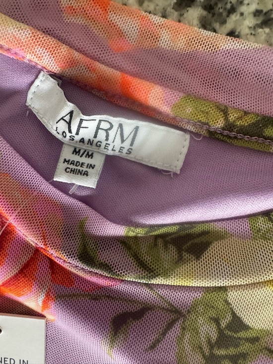 AFRM Lavender Floral Midi Dress with Pink & Yellow Roses NWT - Picture 4 of 6